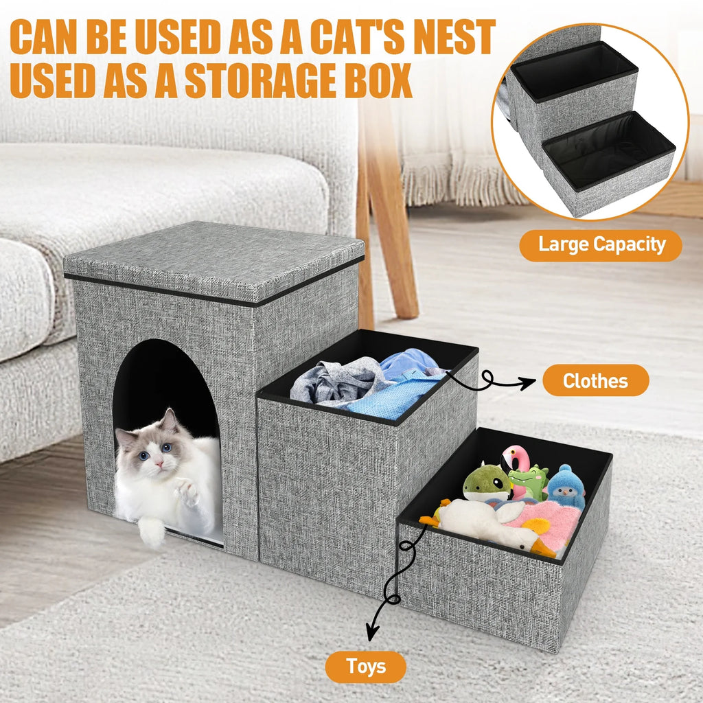3-Step Pet Stairs with Storage Boxes