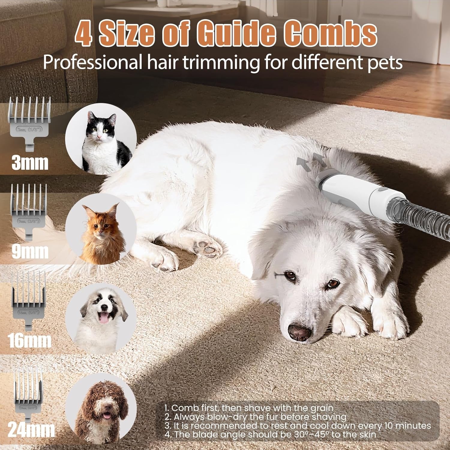 Pet Grooming Vacuum Kit with Dog Clippers
