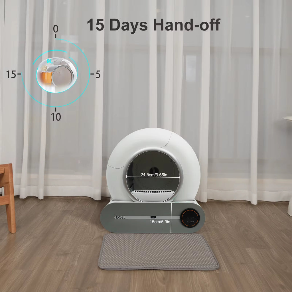 Self Cleaning Cat Litter Box 65L Automatic Cat Litter Box W/ Trash Bag & Litter Mat Smart Cat Toilet App Control 2.4G Wifi