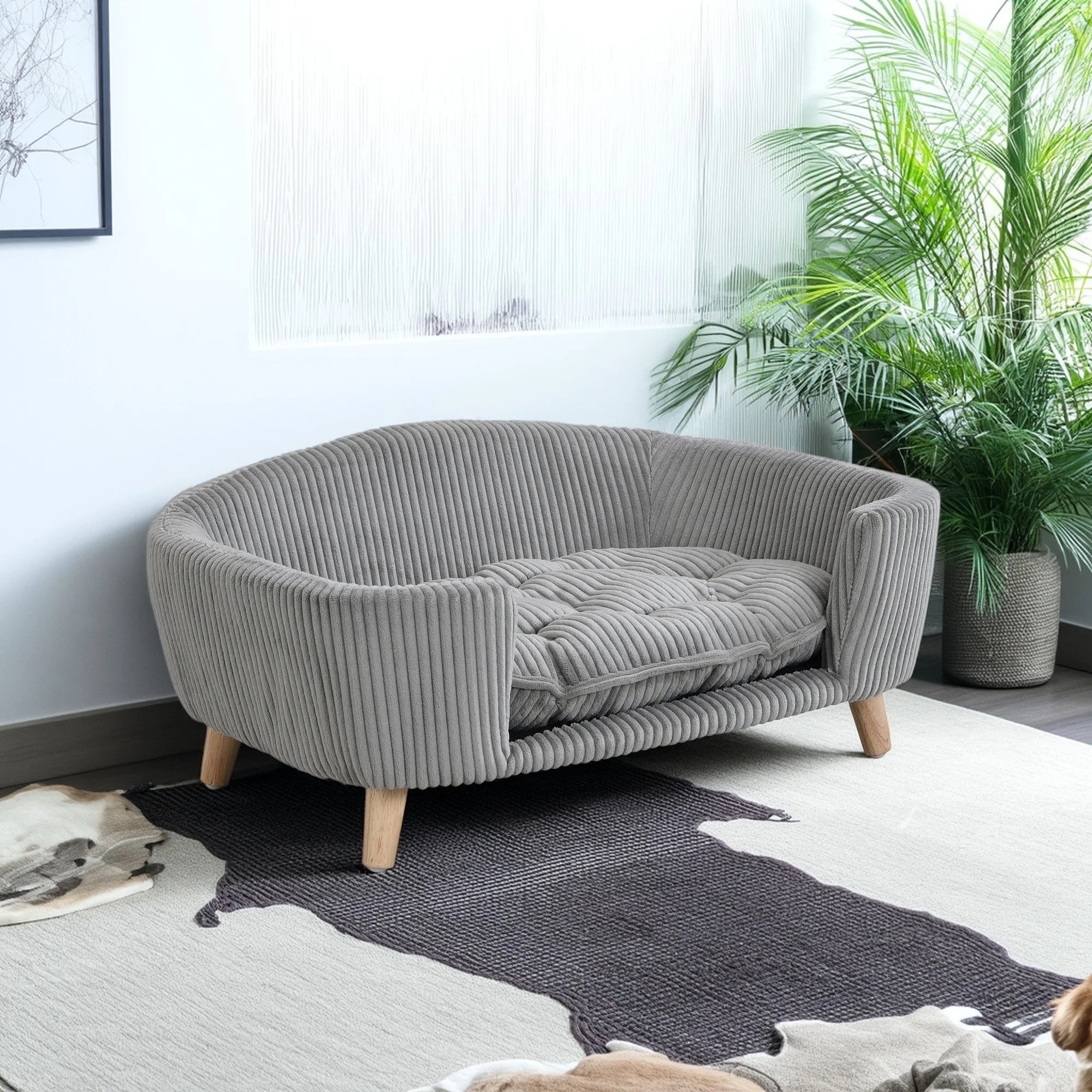 30" Wide Pet Sofa for Medium Dogs with Removable Mattress