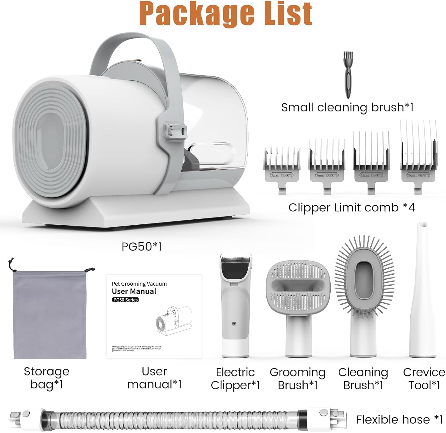 Pet Grooming Vacuum Kit with Dog Clippers