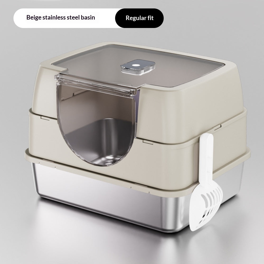 Odor-Proof Fully Or Partially Enclosed Cat Litter Box With Splash Guard