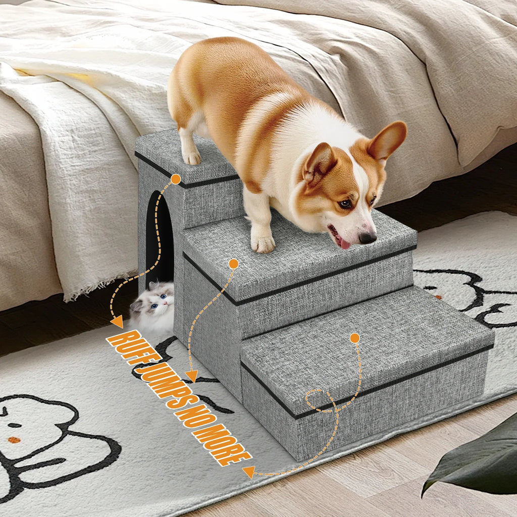 3-Step Pet Stairs with Storage Boxes