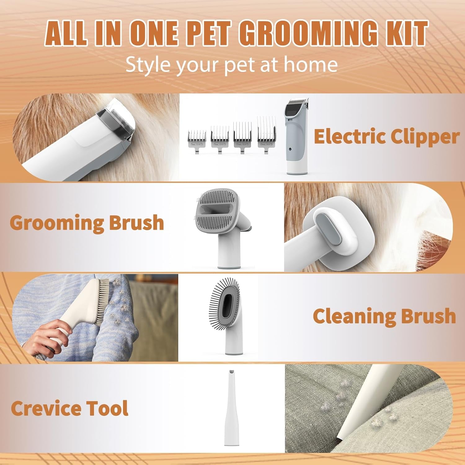 Pet Grooming Vacuum Kit with Dog Clippers