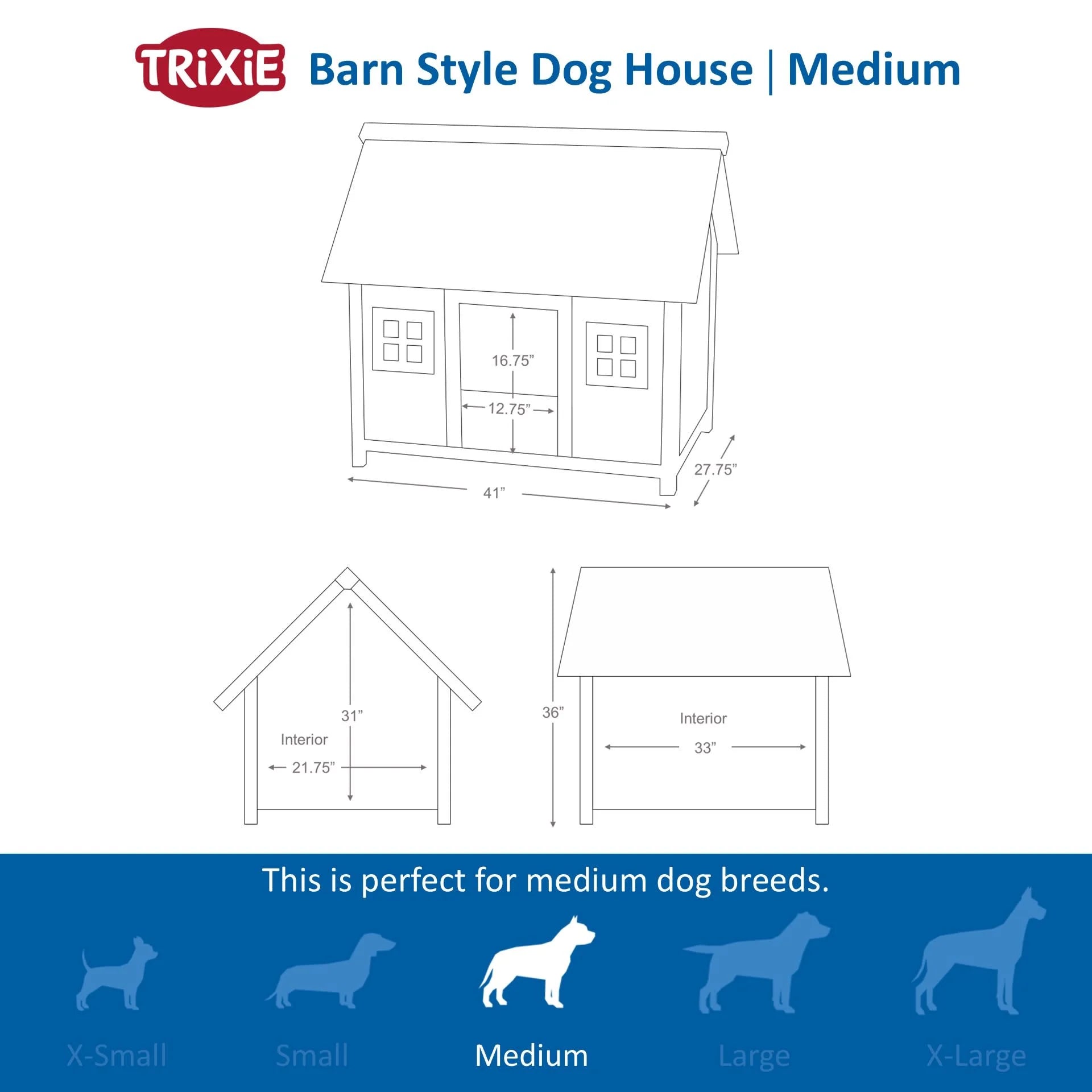 Natura Barn Style Dog House, Elevated Pet Shelter
