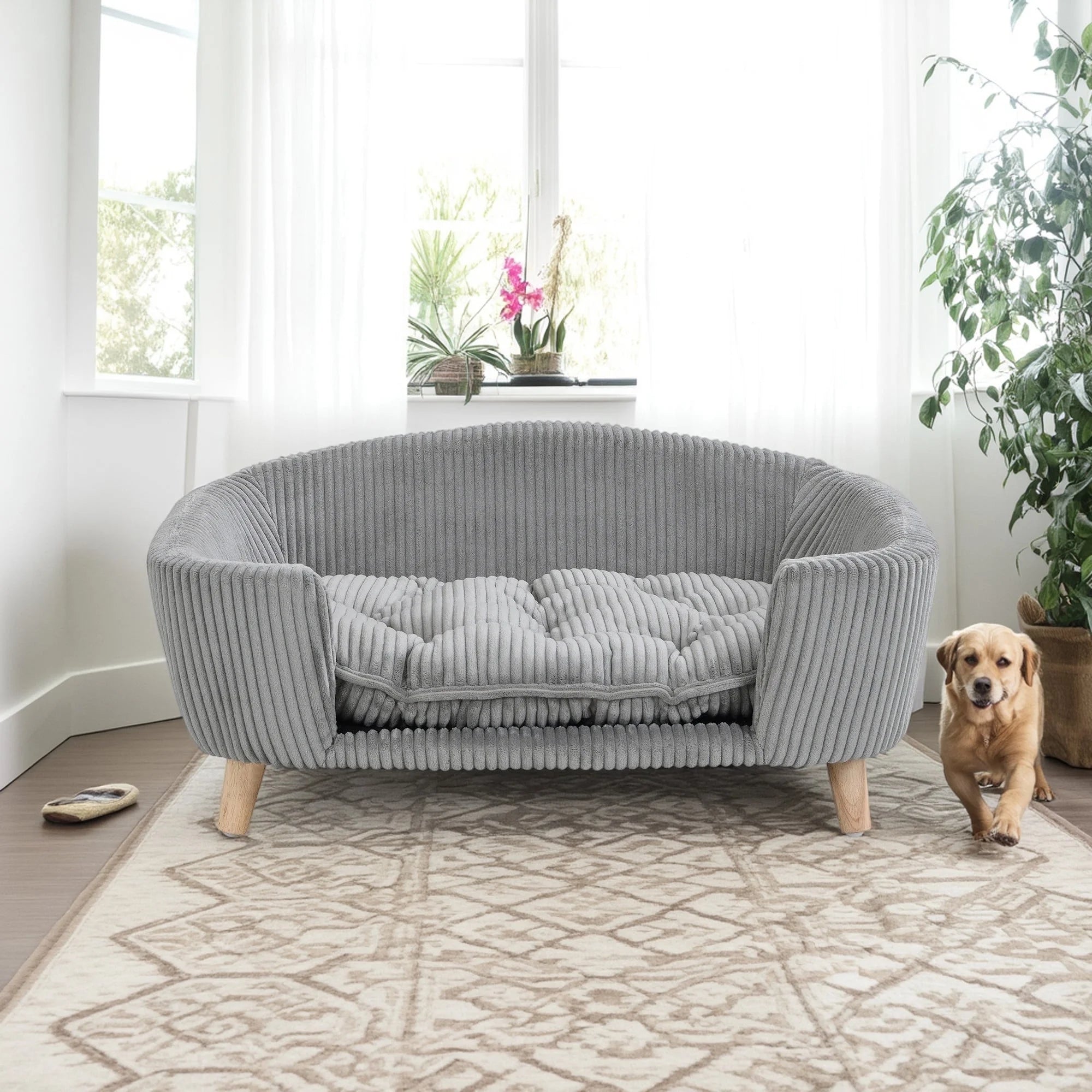 30" Wide Pet Sofa for Medium Dogs with Removable Mattress