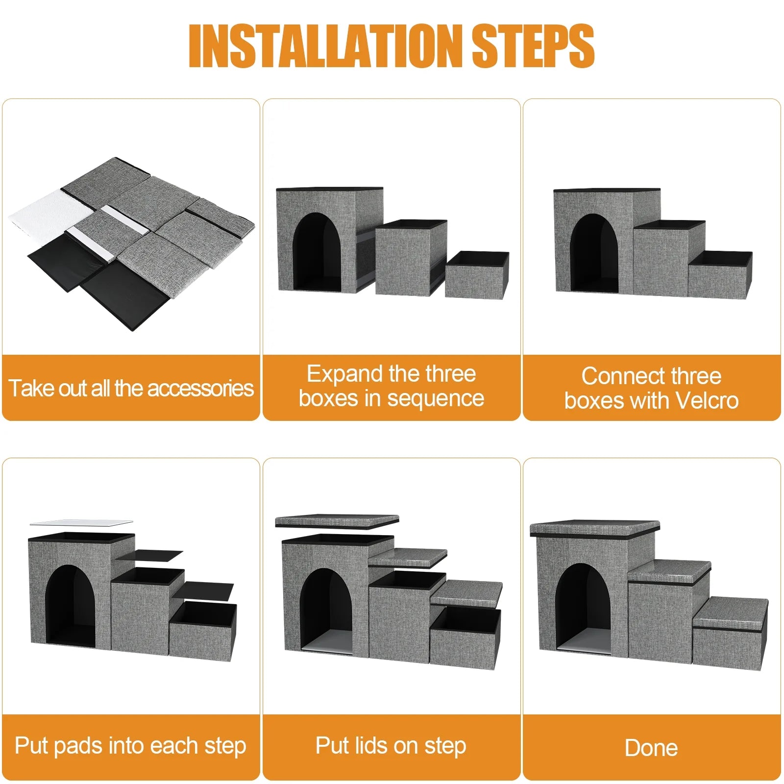 3-Step Pet Stairs with Storage Boxes