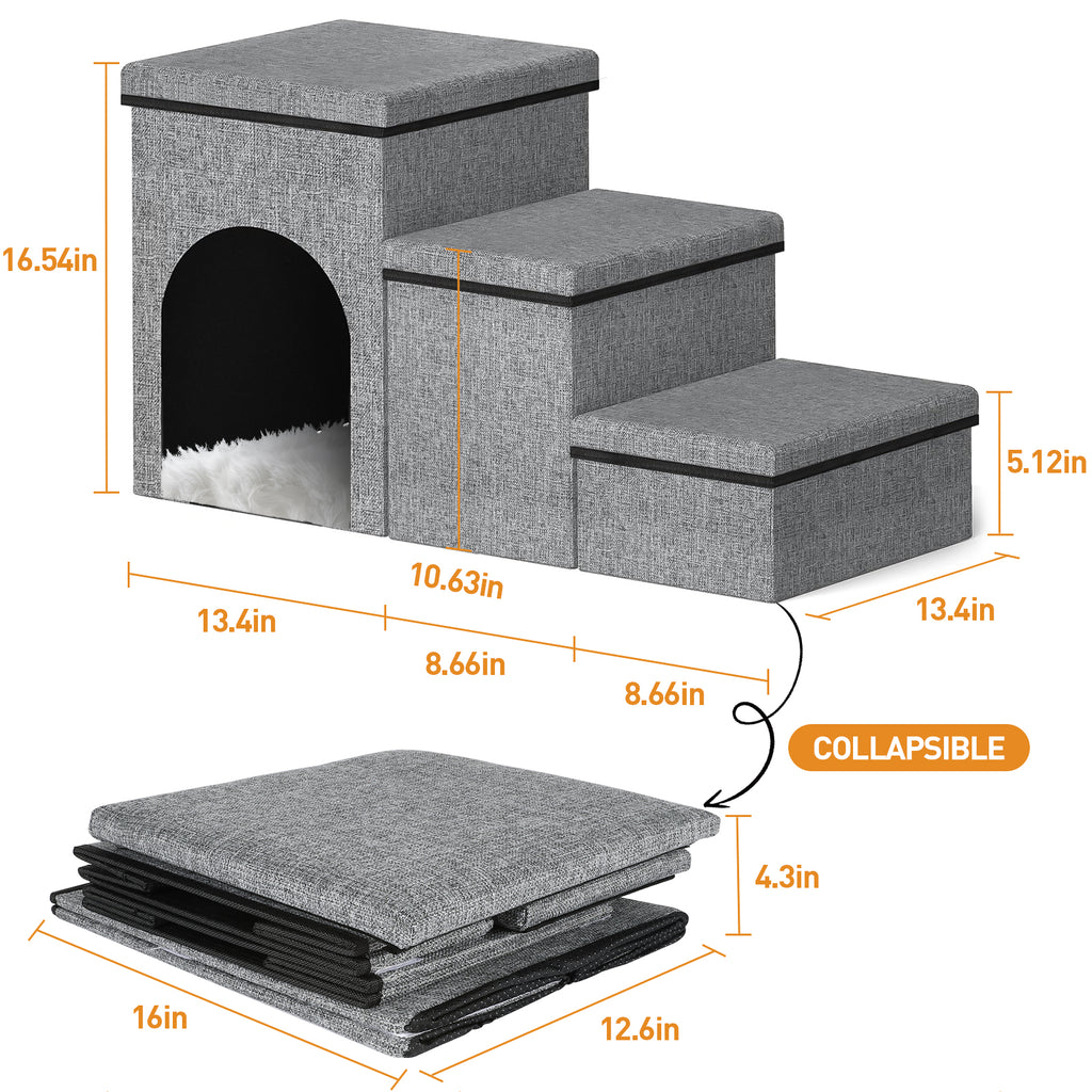 3-Step Pet Stairs with Storage Boxes