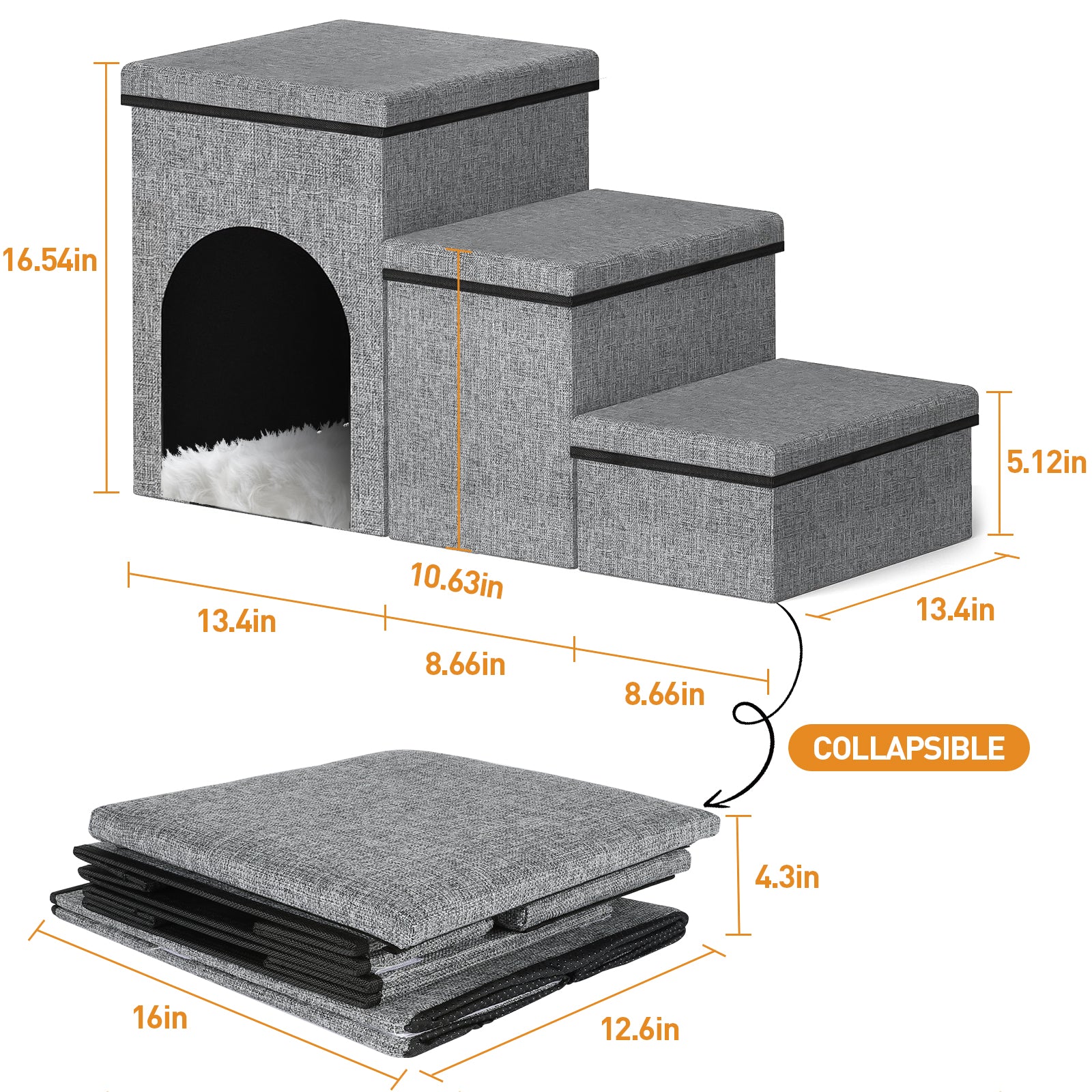 3-Step Pet Stairs with Storage Boxes