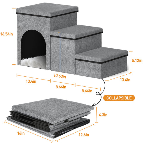 3-Step Pet Stairs with Storage Boxes