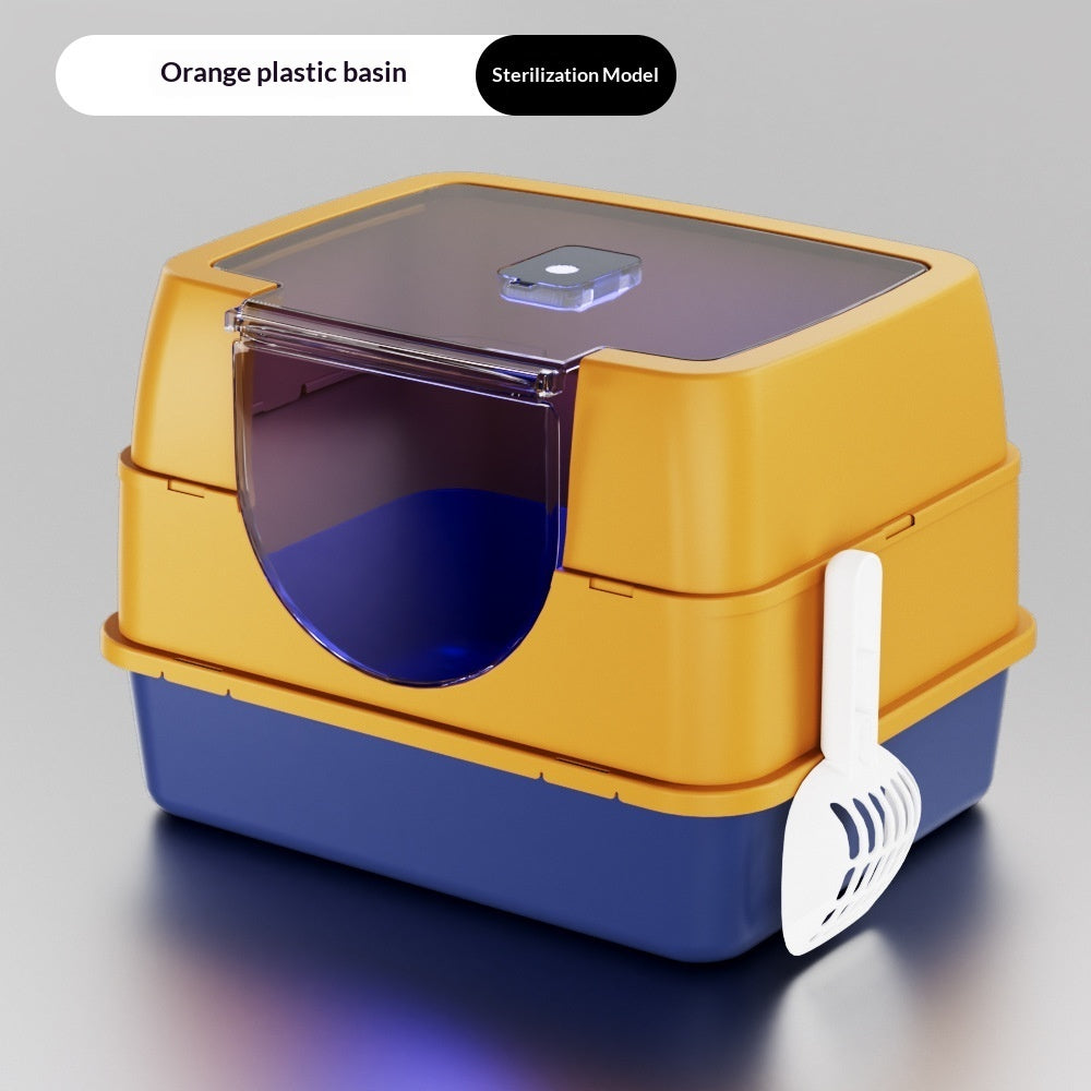 Odor-Proof Fully Or Partially Enclosed Cat Litter Box With Splash Guard