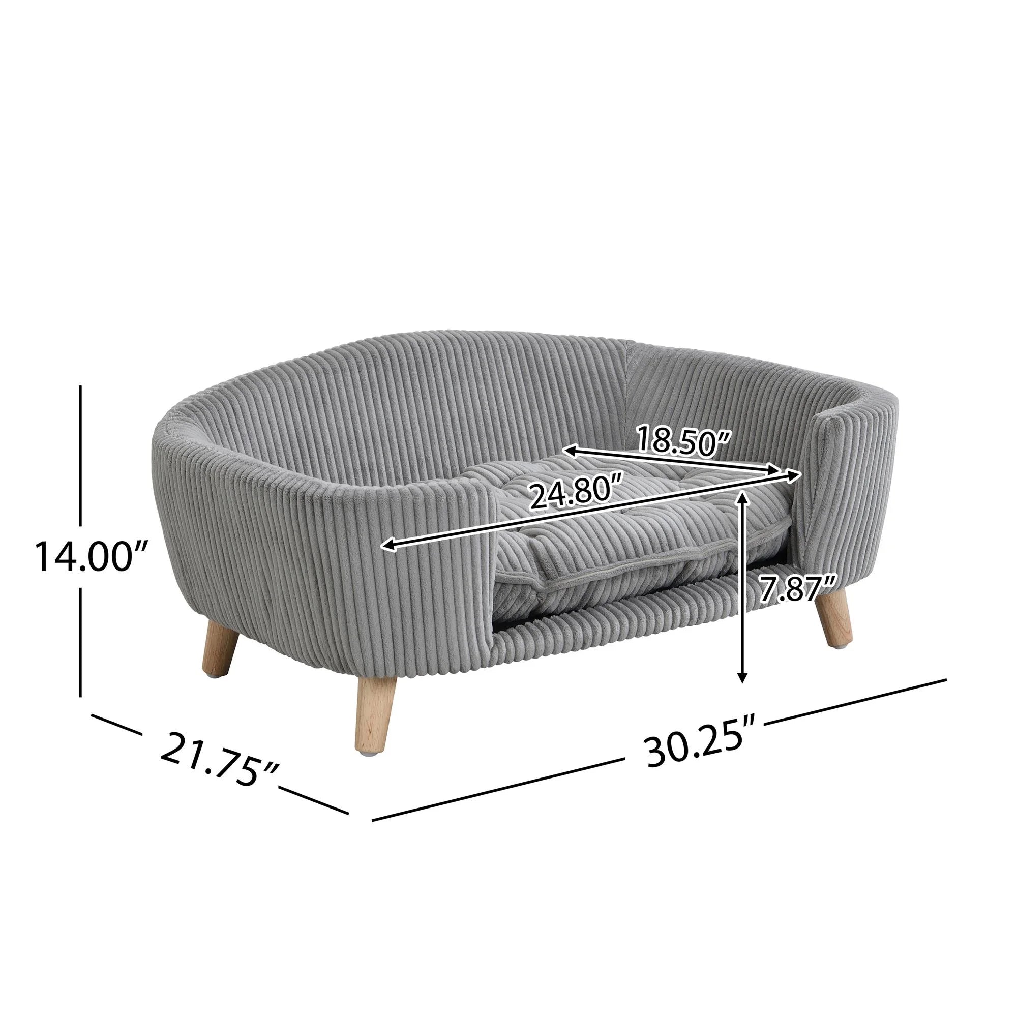 30" Wide Pet Sofa for Medium Dogs with Removable Mattress