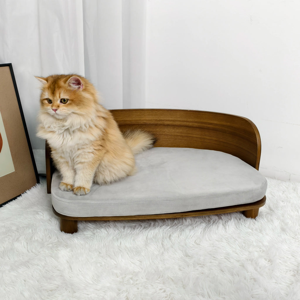 S/M Elevated Wooden Indoor Cat Couch Bed