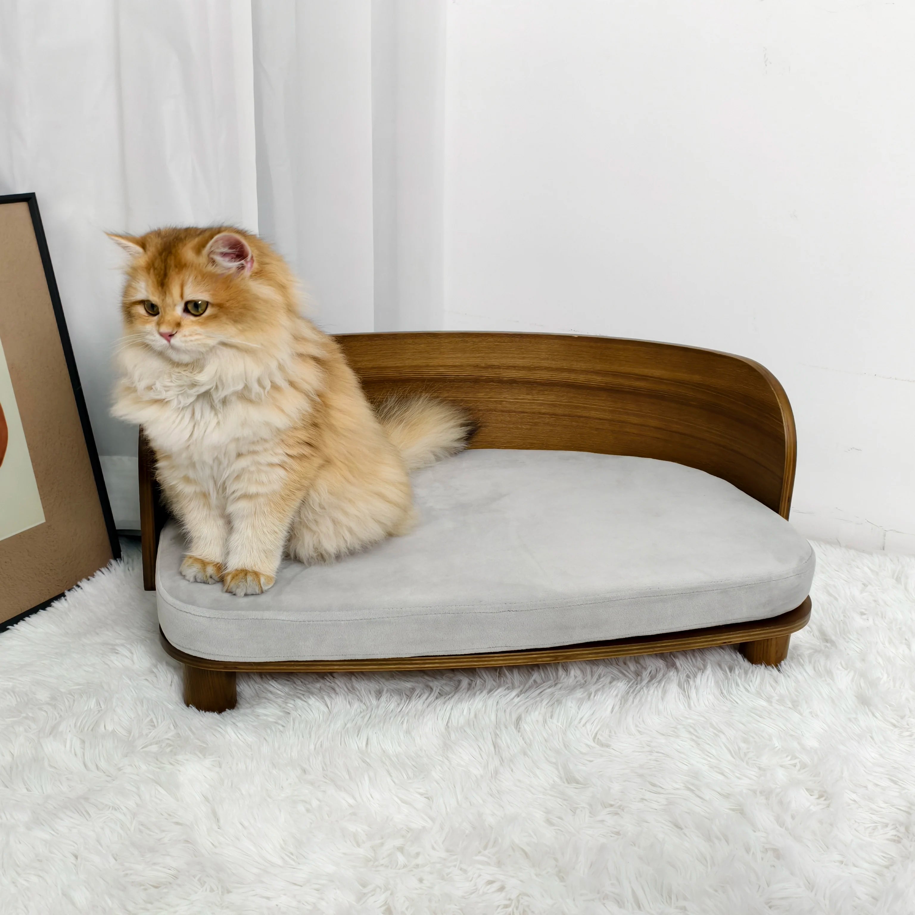 S/M Elevated Wooden Indoor Cat Couch Bed