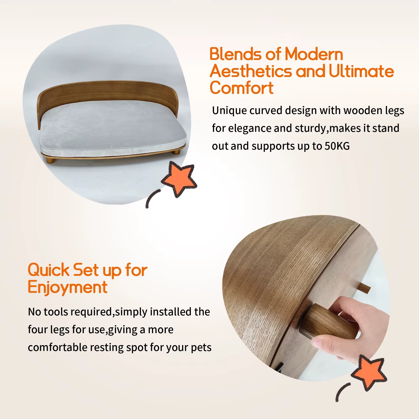 S/M Elevated Wooden Indoor Cat Couch Bed