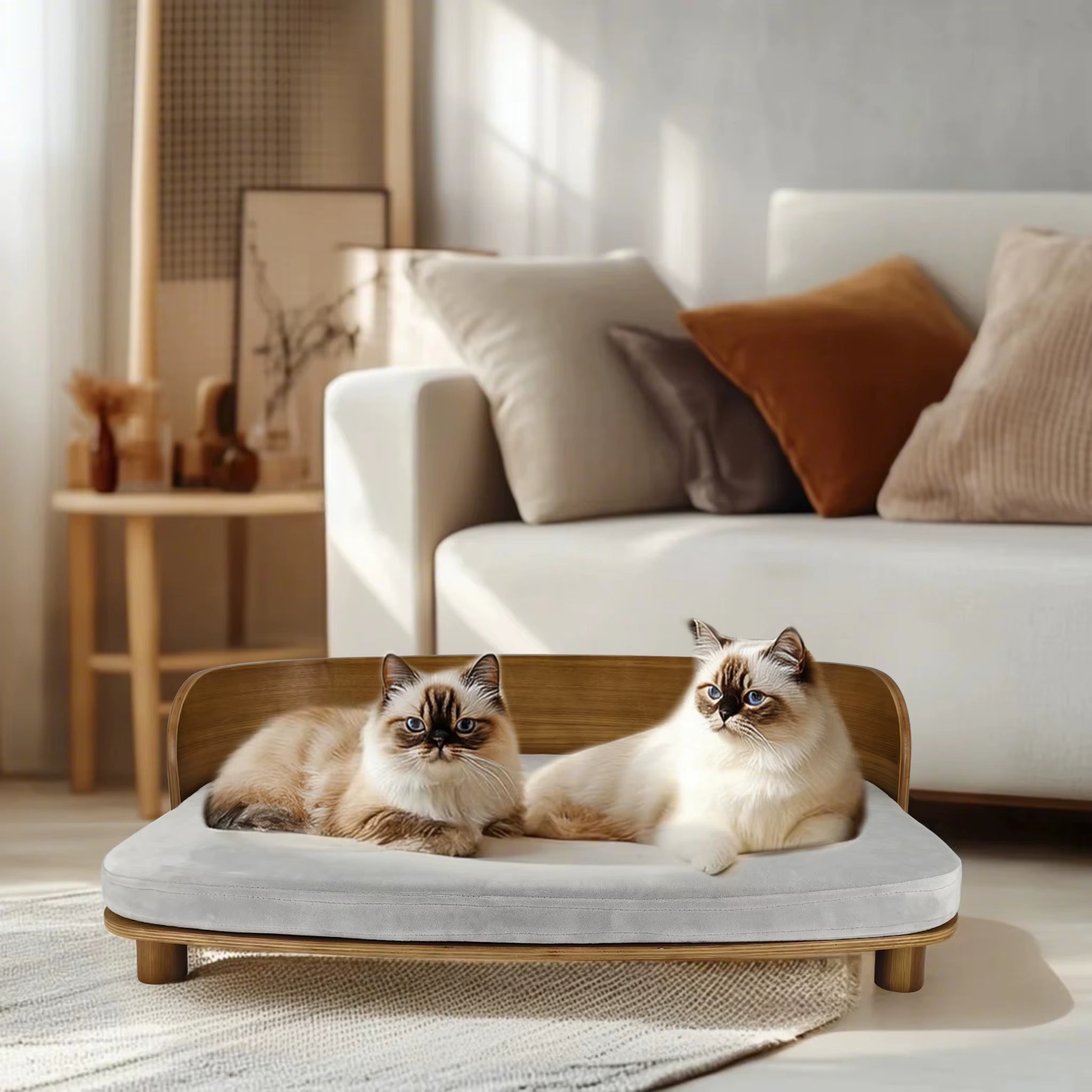 S/M Elevated Wooden Indoor Cat Couch Bed