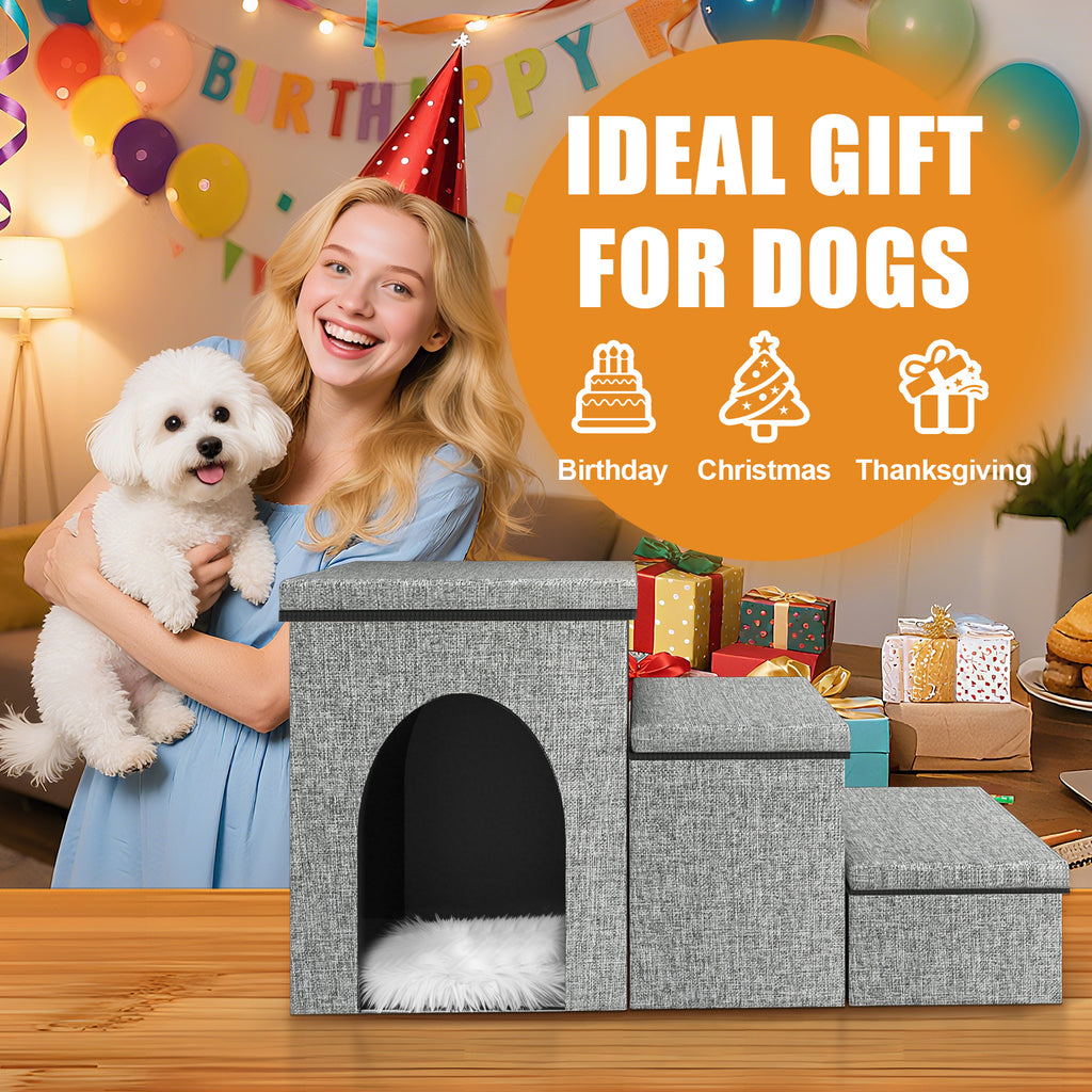 3-Step Pet Stairs with Storage Boxes