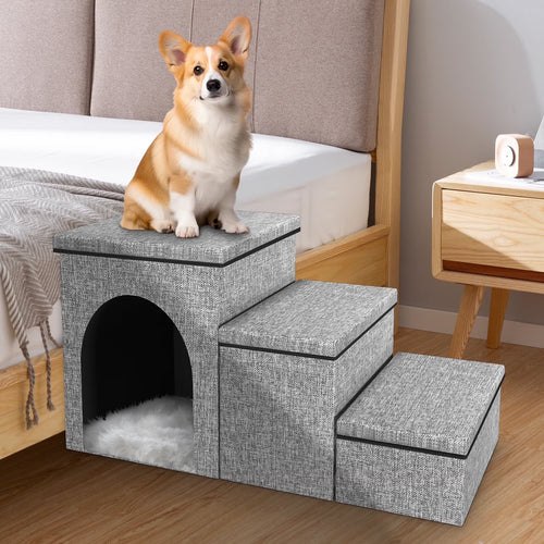 3-Step Pet Stairs with Storage Boxes