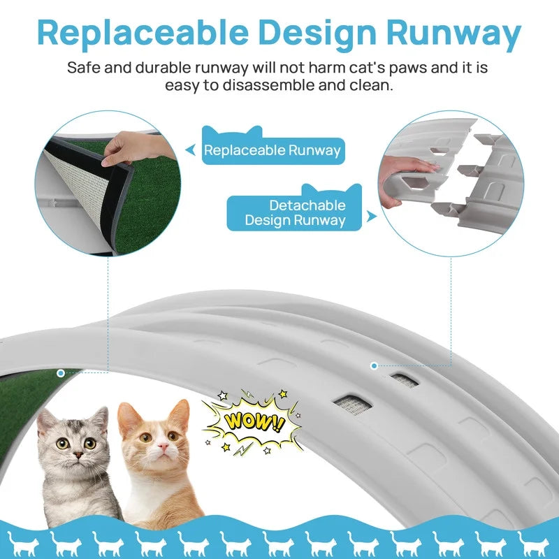 Cat Toy Running Wheel Treadmill with Detachable Carpet for Indoor Cats
