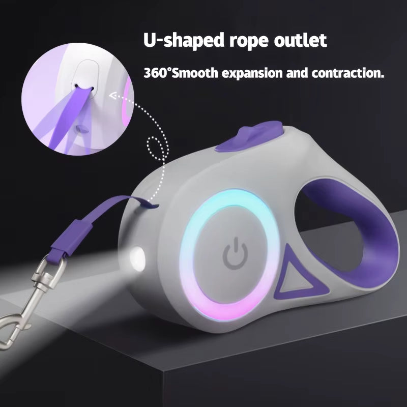 GlowPaw LED FlexiLeash – Light-Up Retractable Leash for Pets of All Sizes