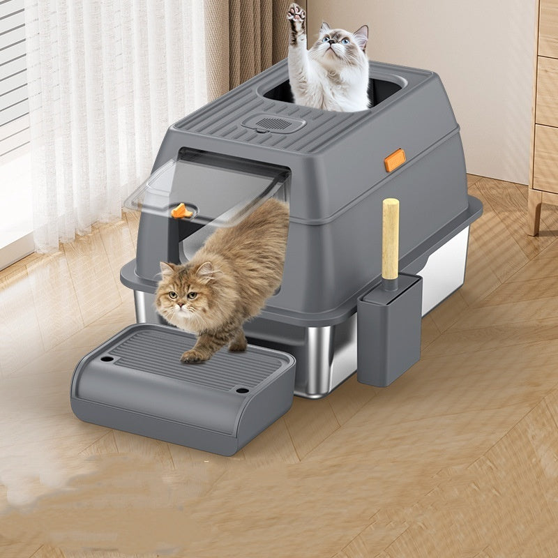Large Anti-odor Fully Enclosed Stainless Steel Litter Box