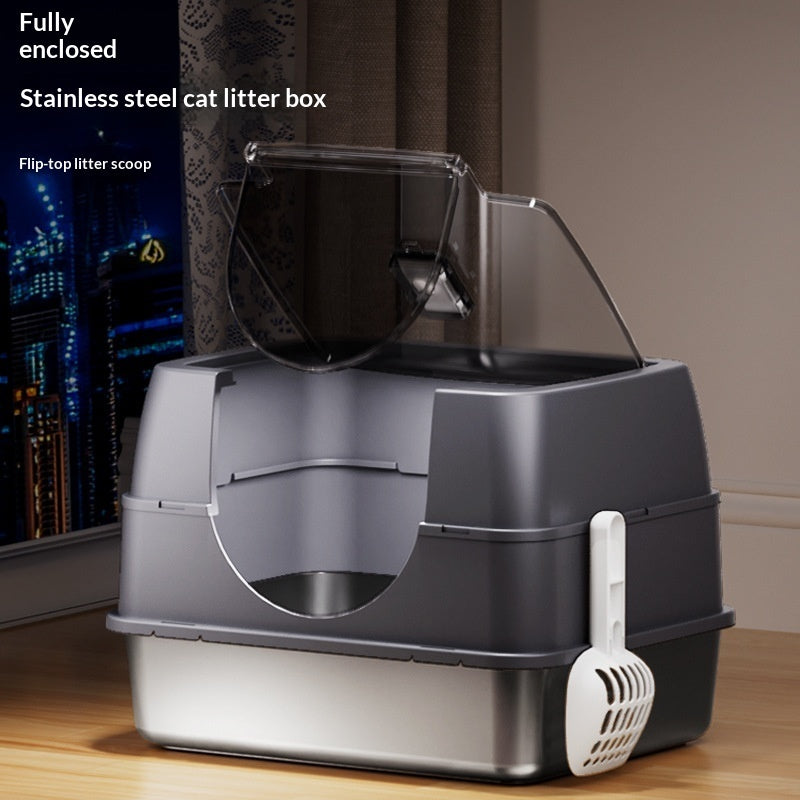 Odor-Proof Fully Or Partially Enclosed Cat Litter Box With Splash Guard